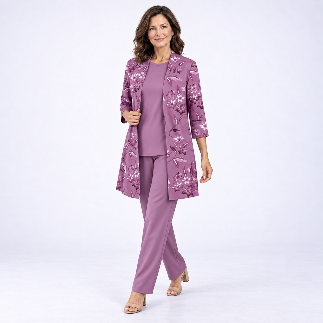 THREE-PIECE FLORAL ENSEMBLE FOR WOMEN