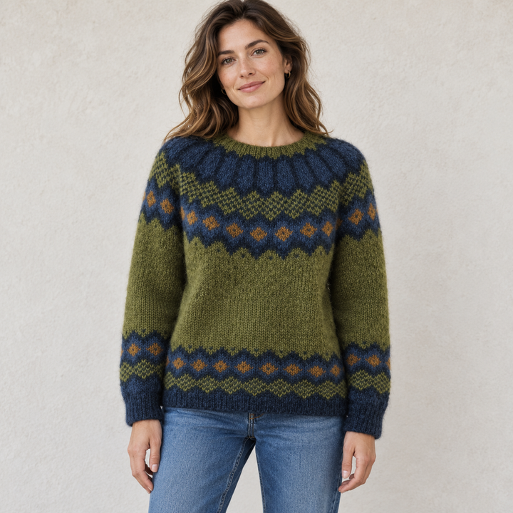 DIAMOND PATTERN SWEATER FOR WOMEN