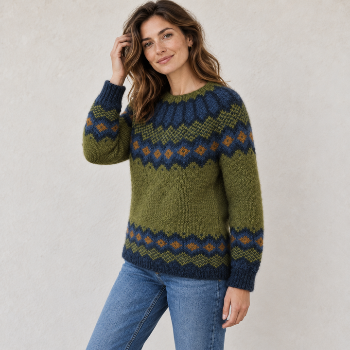 DIAMOND PATTERN SWEATER FOR WOMEN