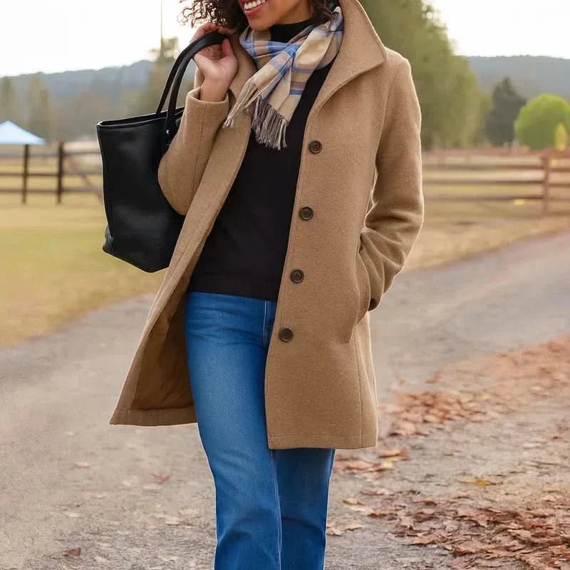 CLASSIC STRAIGHT COAT WITH BUTTONS FOR WOMEN