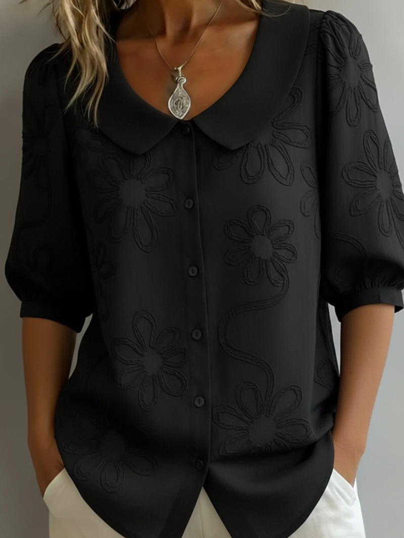 FLOWER TOP WITH ROUND NECKLINE FOR WOMEN