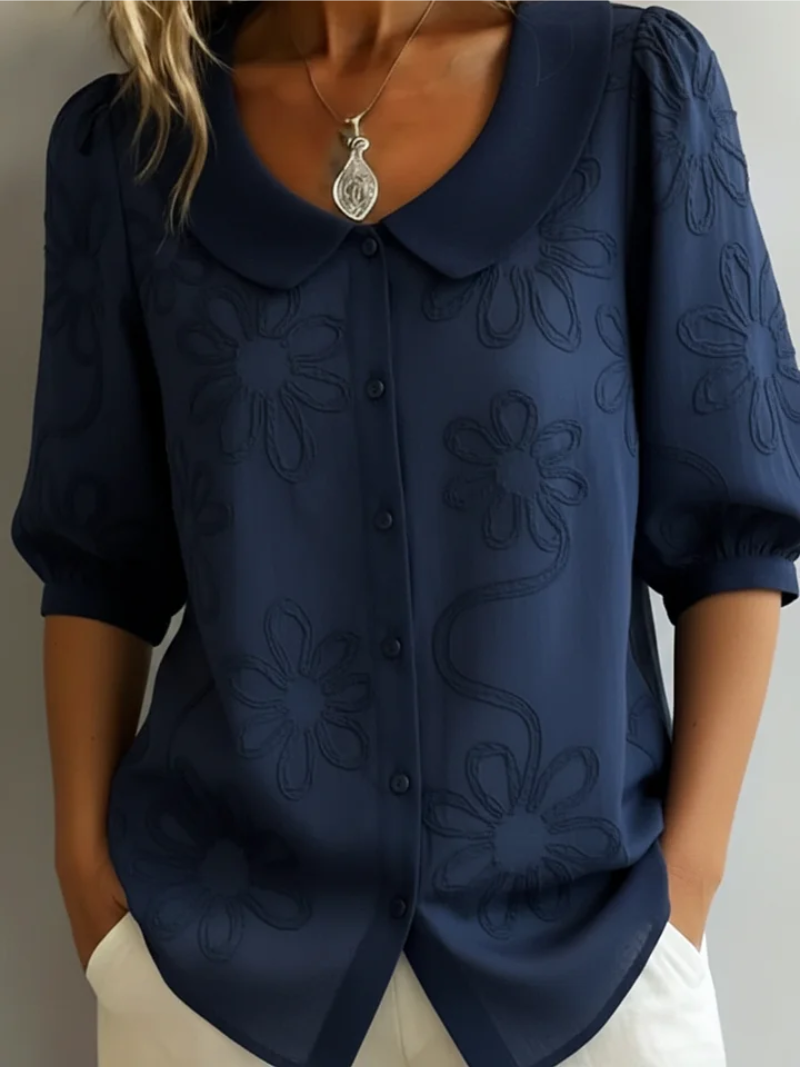 FLOWER TOP WITH ROUND NECKLINE FOR WOMEN