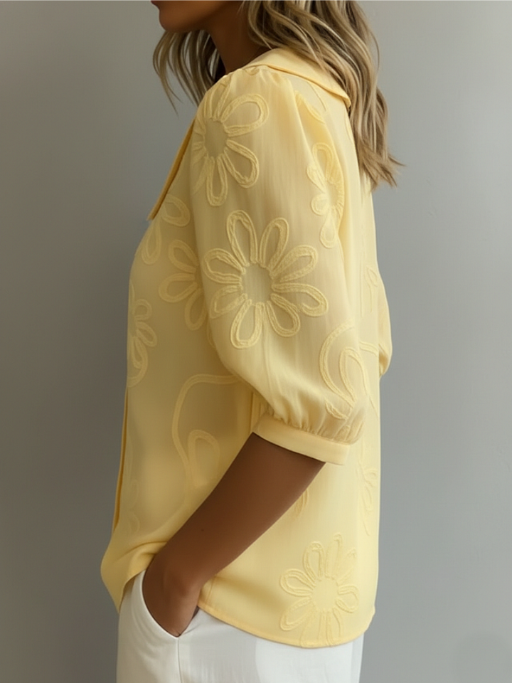 FLOWER TOP WITH ROUND NECKLINE FOR WOMEN