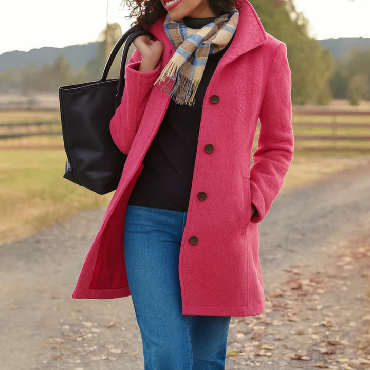 CLASSIC STRAIGHT COAT WITH BUTTONS FOR WOMEN