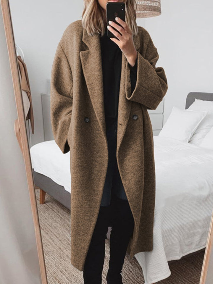 Oversized Double Breasted Wool Coat with Wide Collar
