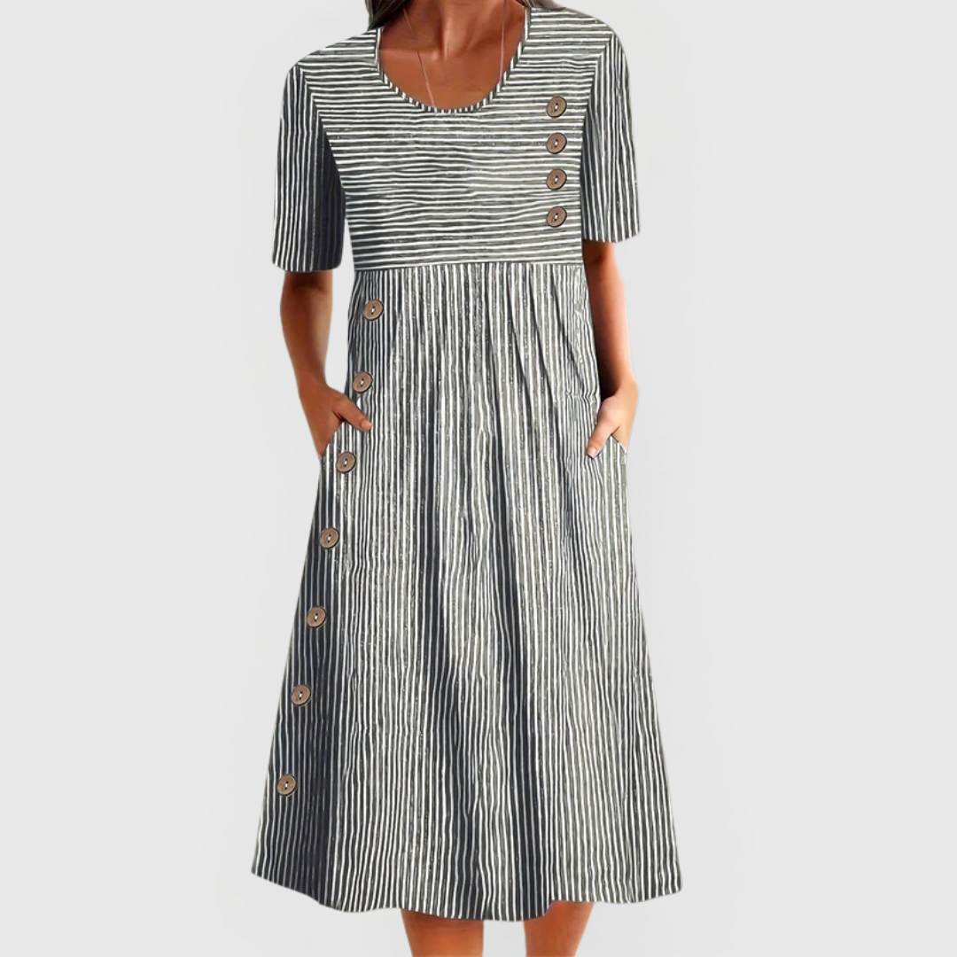 STRIPED MIDI DRESS FOR WOMEN