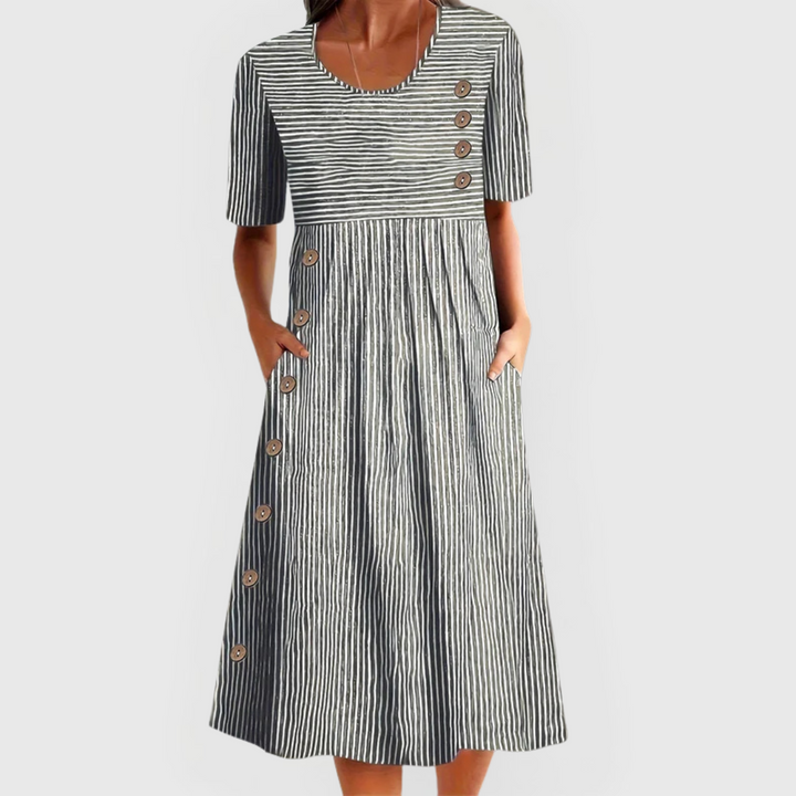 STRIPED MIDI DRESS FOR WOMEN
