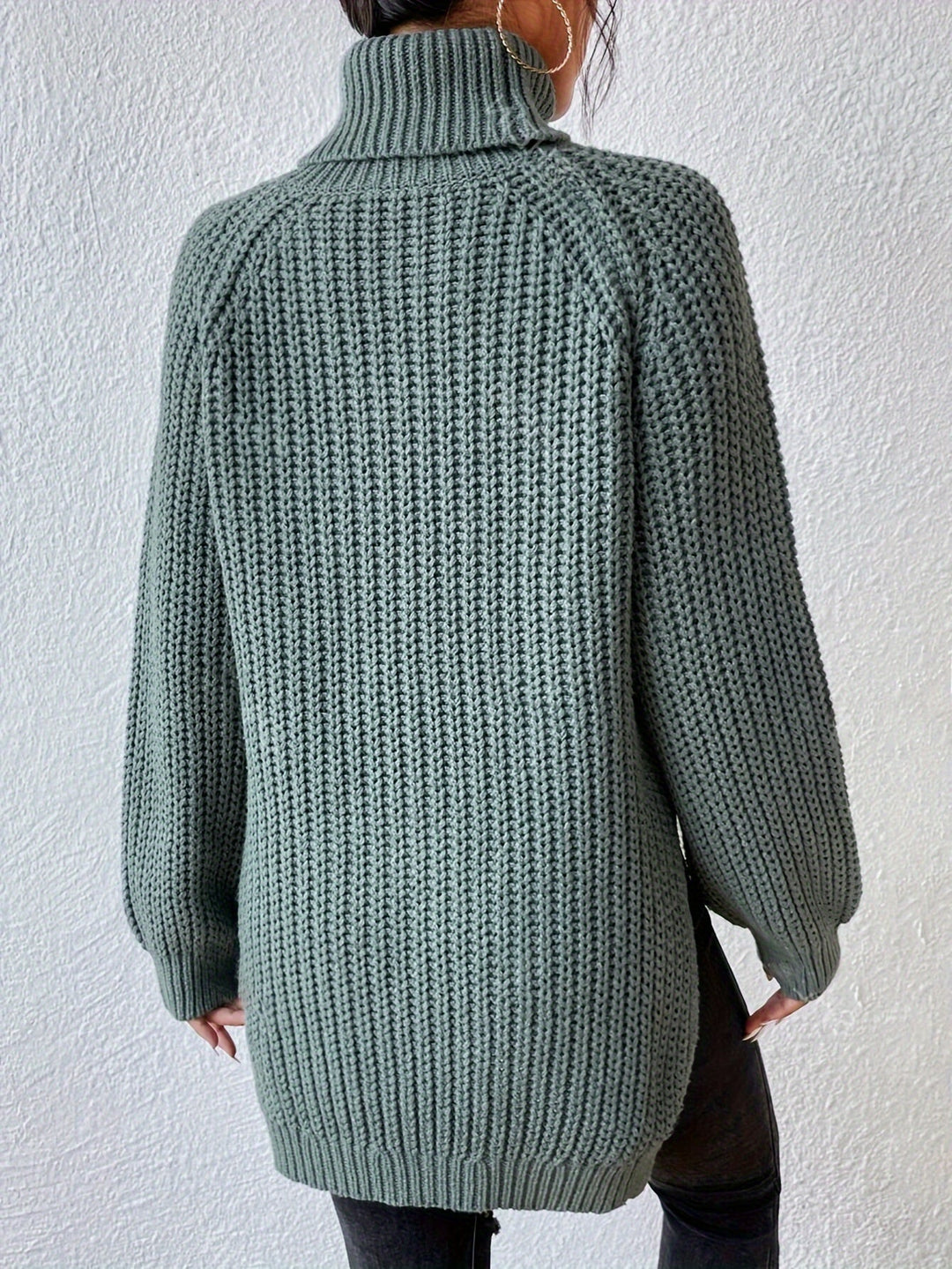 HIGH NECK SWEATSHIRT WITH SPLIT HEM FOR WOMEN