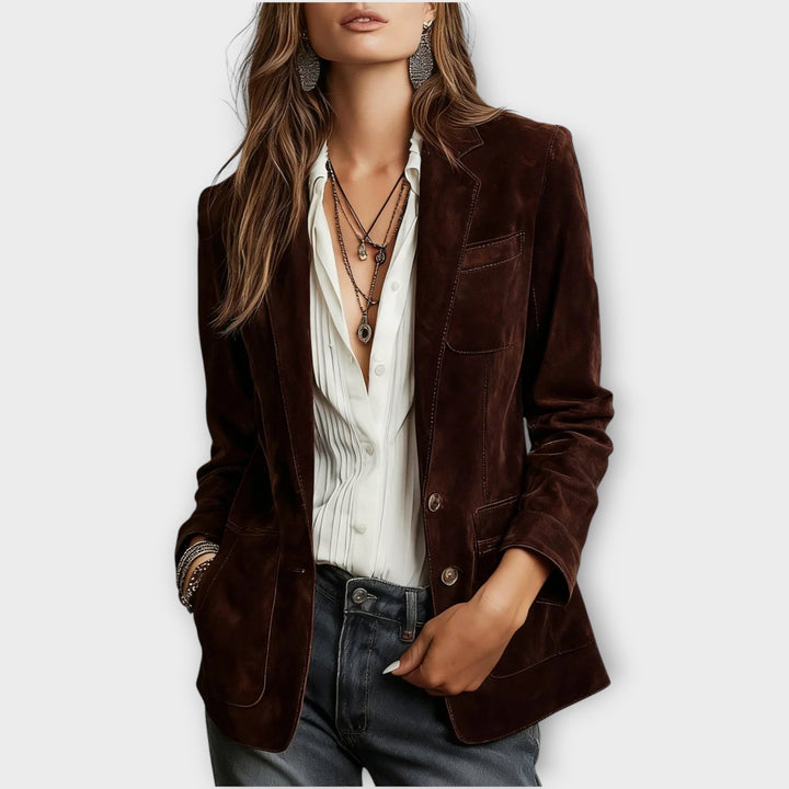 SUEDE BUTTON BLAZER FOR WOMEN