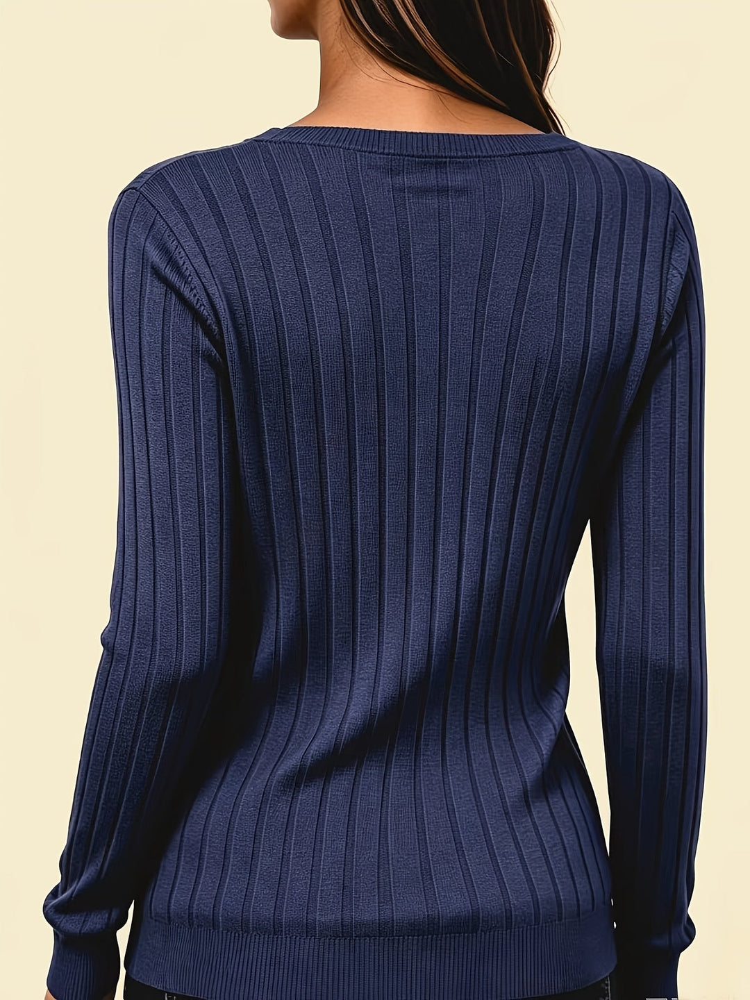 BRUSHED RIBBED V-NECK TOP FOR WOMEN