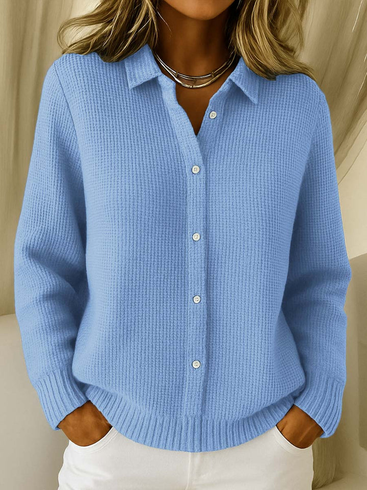 ELEGANT WOMEN’S WINTER KNIT CARDIGAN WITH COLLAR