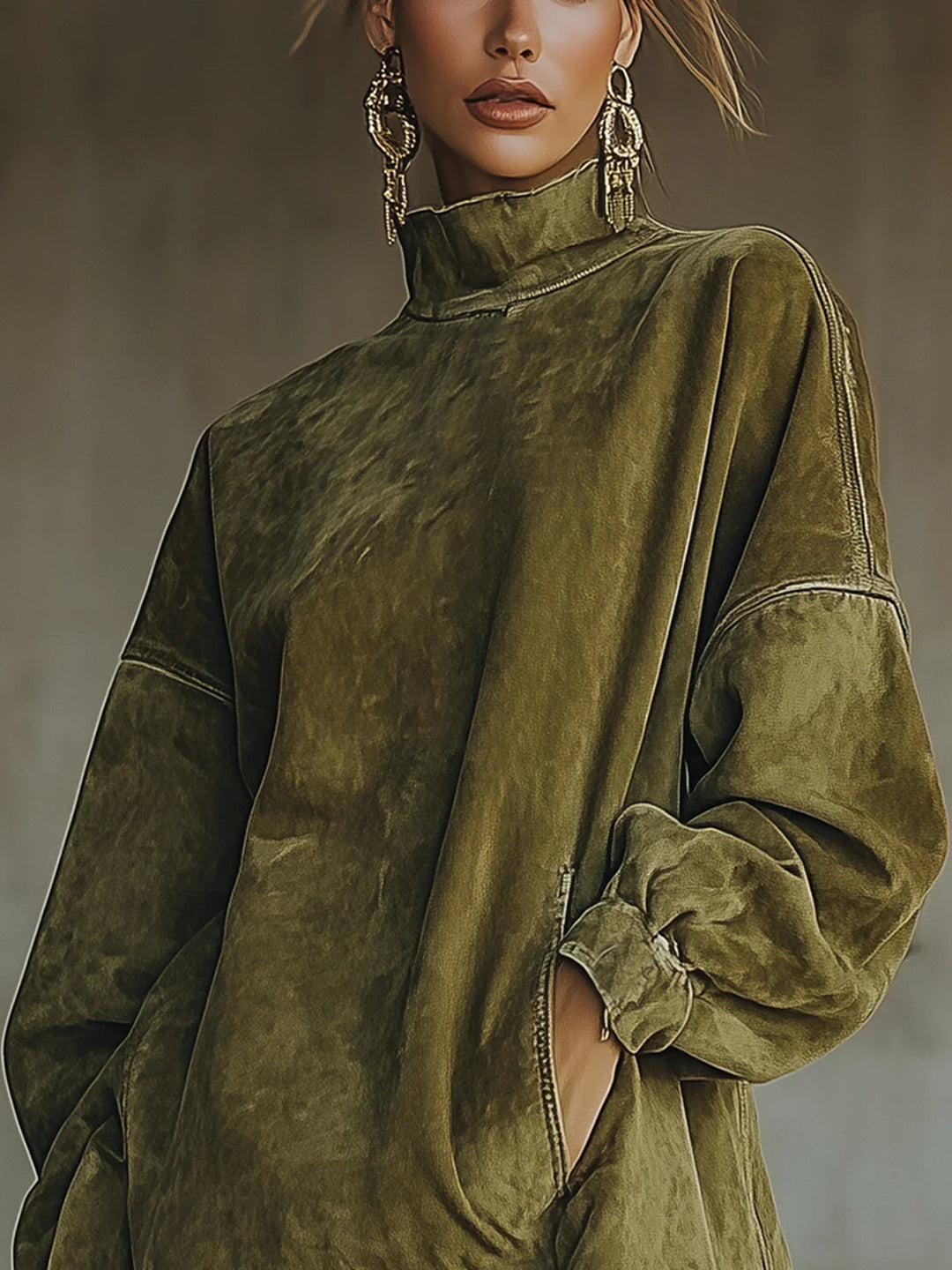 Mini Sweater Dress Long Sleeve Knit Midi Mock Neck