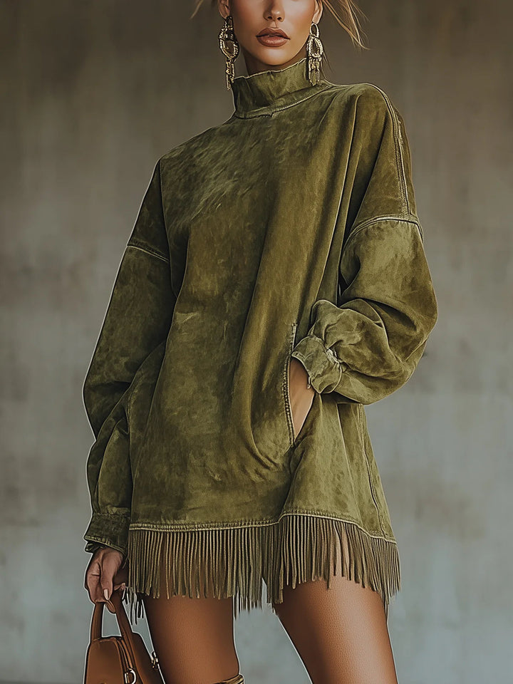 Mini Sweater Dress Long Sleeve Knit Midi Mock Neck