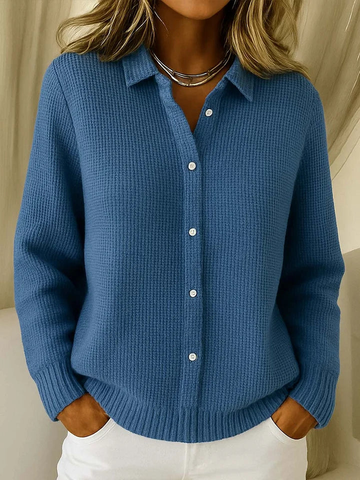 ELEGANT WOMEN’S WINTER KNIT CARDIGAN WITH COLLAR