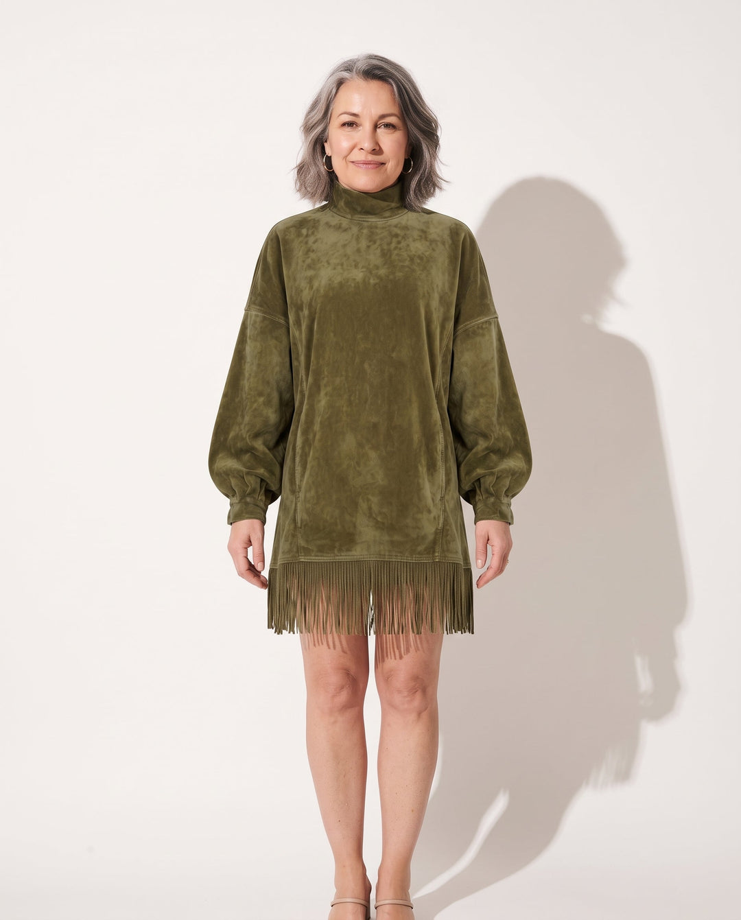 Mini Sweater Dress Long Sleeve Knit Midi Mock Neck