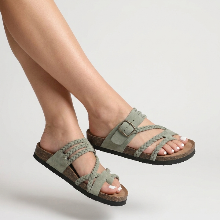 WOVEN CORK SANDALS FOR WOMEN
