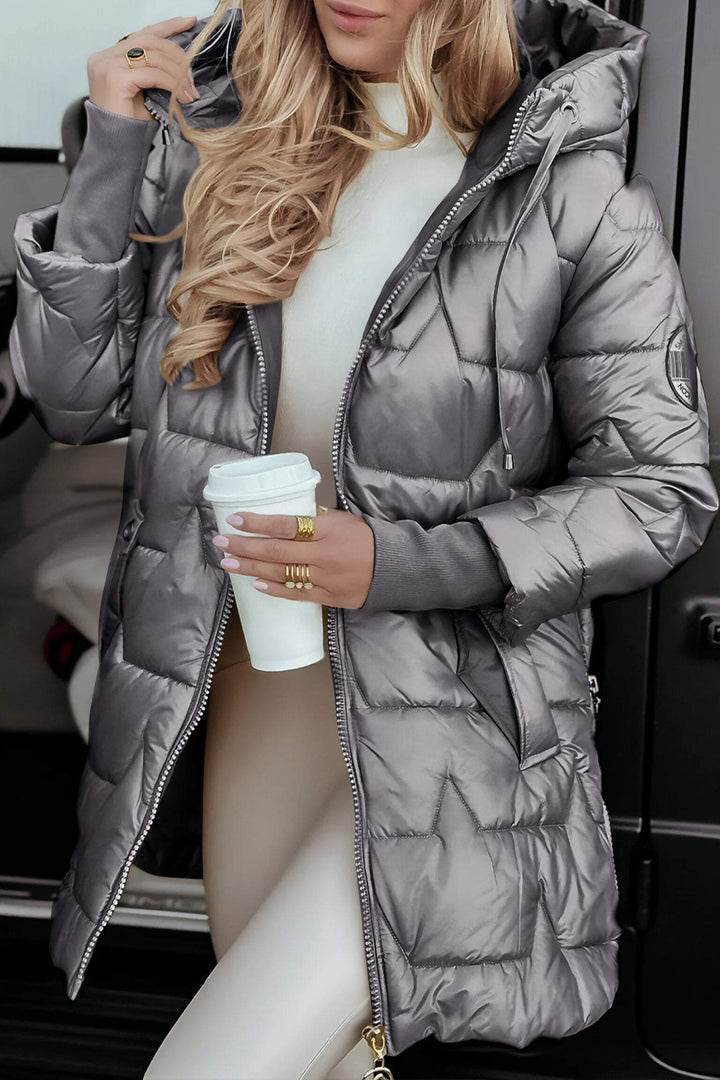 WOMEN’S ELEGANT HOODED WINTER PUFFER JACKET