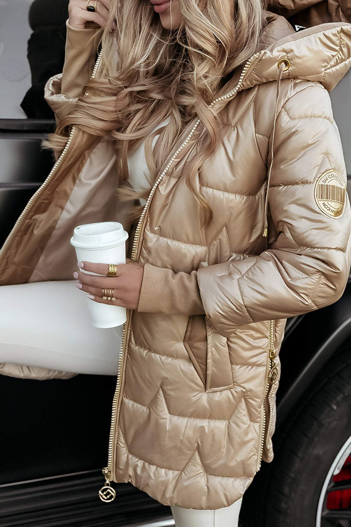 WOMEN’S ELEGANT HOODED WINTER PUFFER JACKET