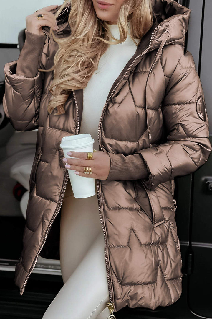WOMEN’S ELEGANT HOODED WINTER PUFFER JACKET