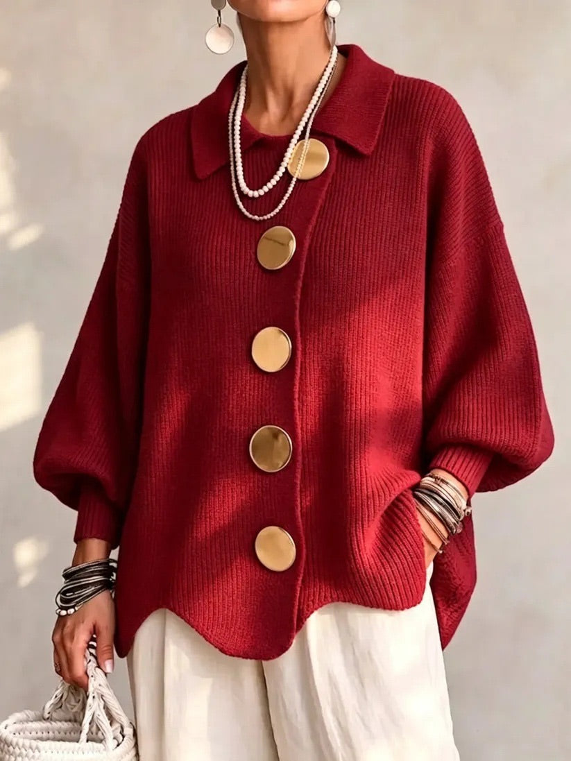 WOMEN’S ELEGANT OVERSIZED COLLARED CARDIGAN