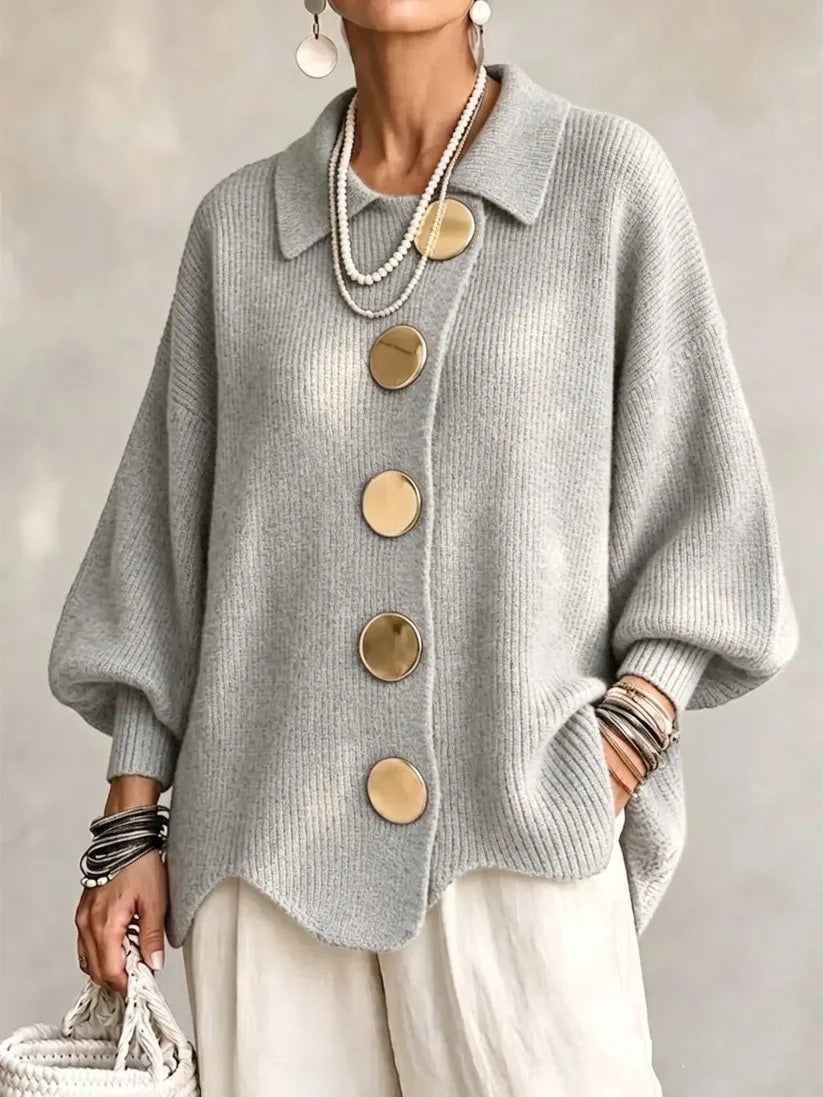 WOMEN’S ELEGANT OVERSIZED COLLARED CARDIGAN