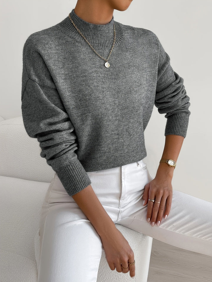RIBBED SWEATER WITH HIGH COLLAR FOR WOMEN