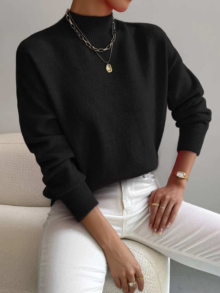 RIBBED SWEATER WITH HIGH COLLAR FOR WOMEN