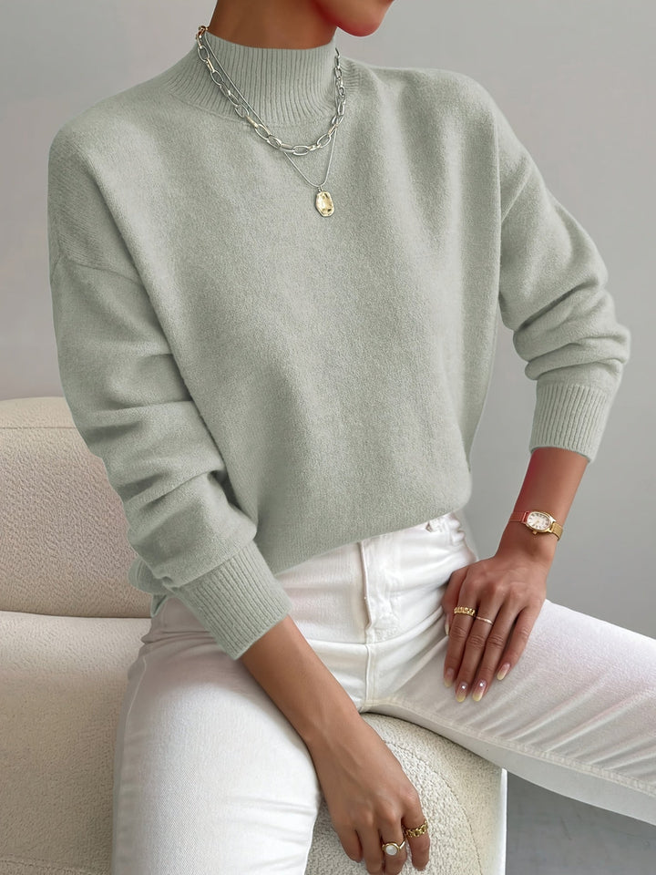 RIBBED SWEATER WITH HIGH COLLAR FOR WOMEN