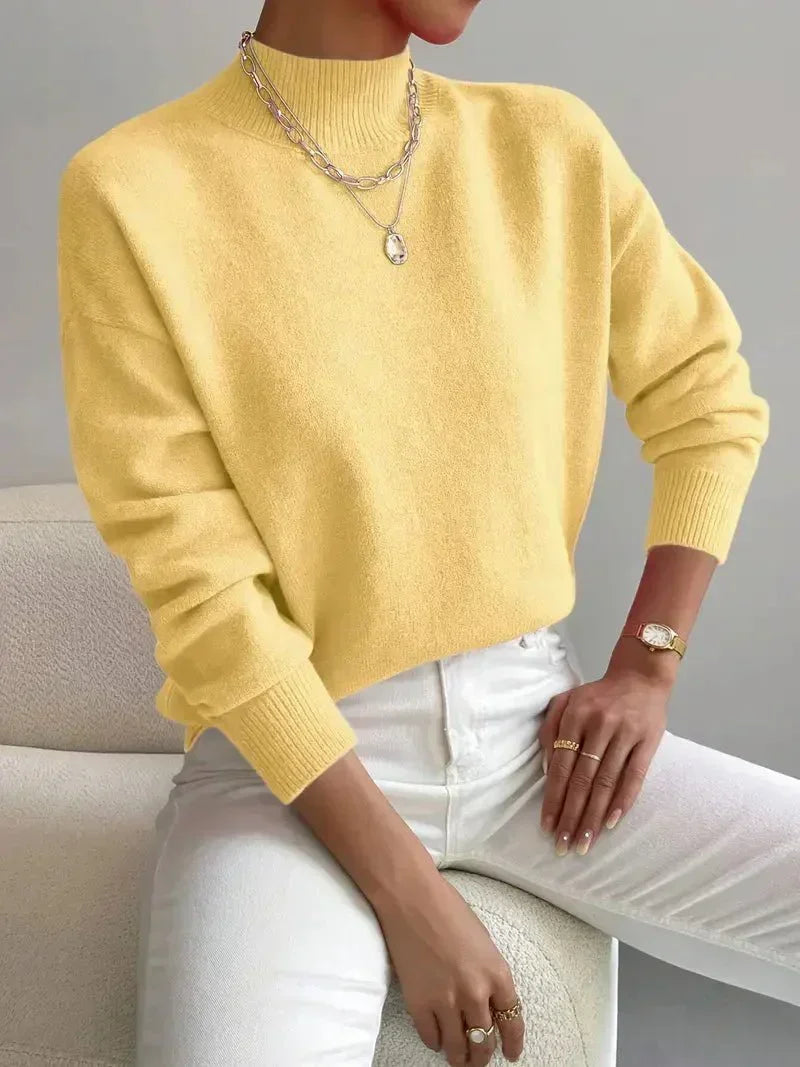 RIBBED SWEATER WITH HIGH COLLAR FOR WOMEN