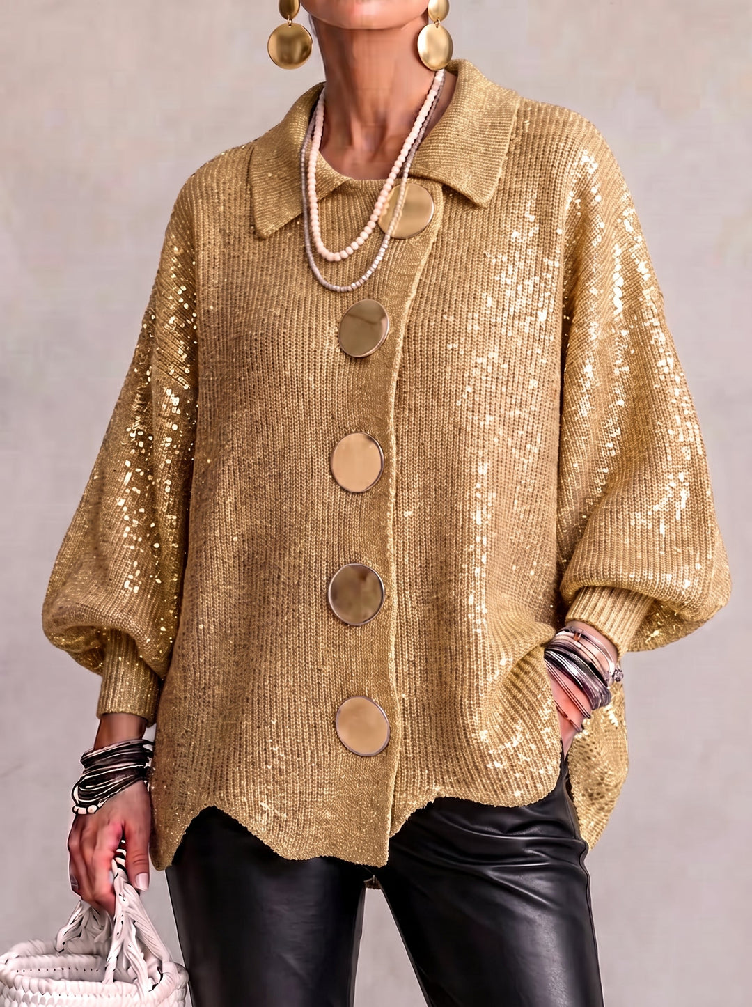 WOMEN’S ELEGANT OVERSIZED COLLARED CARDIGAN