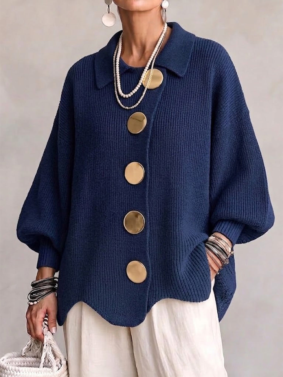 WOMEN’S ELEGANT OVERSIZED COLLARED CARDIGAN