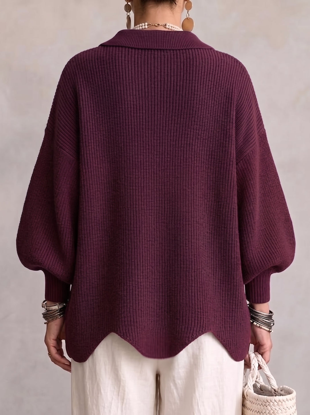 WOMEN’S ELEGANT OVERSIZED COLLARED CARDIGAN