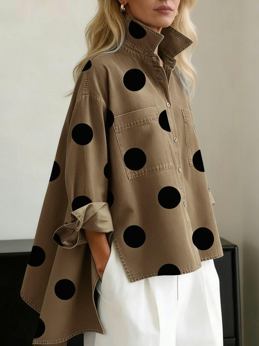 OVERSIZED POLKA DOT BLOUSE FOR WOMEN
