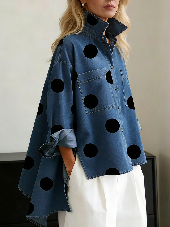 OVERSIZED POLKA DOT BLOUSE FOR WOMEN