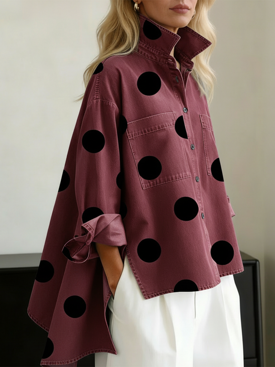 OVERSIZED POLKA DOT BLOUSE FOR WOMEN