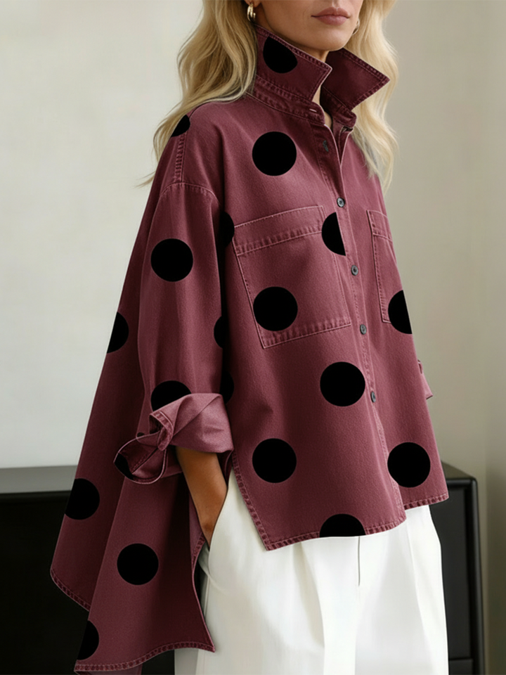 OVERSIZED POLKA DOT BLOUSE FOR WOMEN