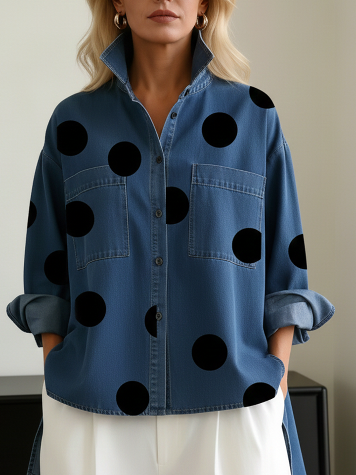 OVERSIZED POLKA DOT BLOUSE FOR WOMEN