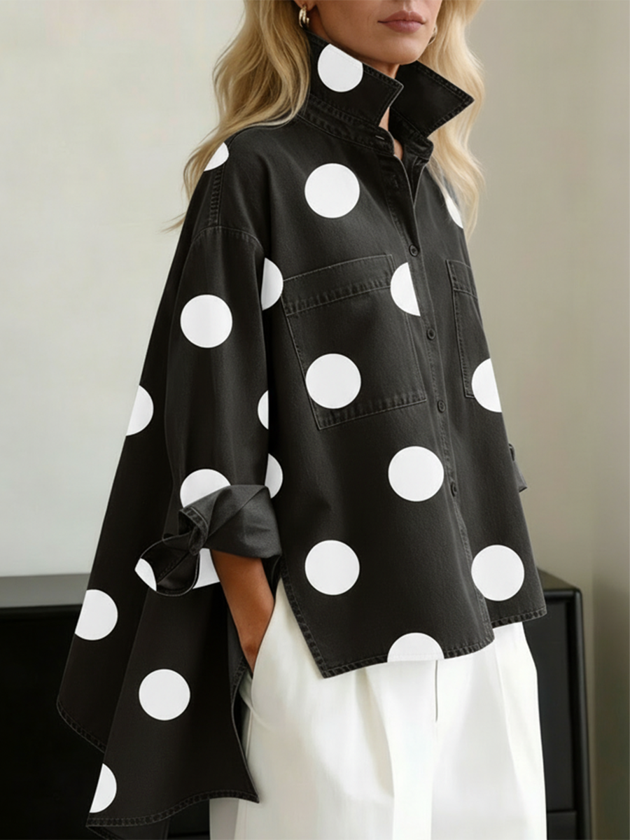 OVERSIZED POLKA DOT BLOUSE FOR WOMEN