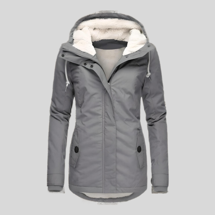 Warm Hooded Winter Jacket with Sherpa Lining