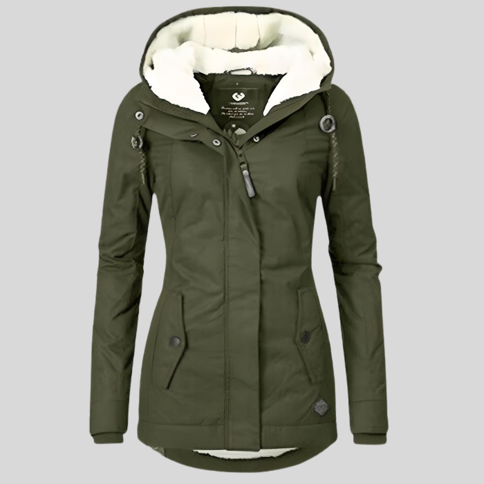 Warm Hooded Winter Jacket with Sherpa Lining