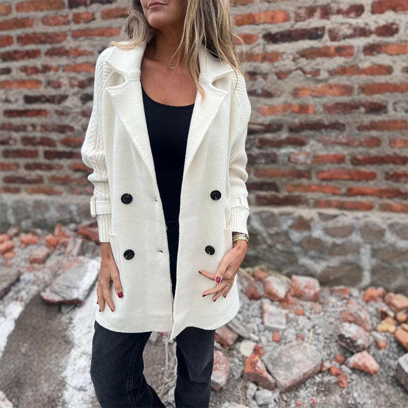 LONG COAT WITH CONTRASTING SLEEVES FOR WOMEN