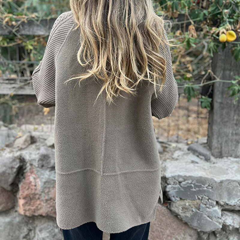 LONG COAT WITH CONTRASTING SLEEVES FOR WOMEN